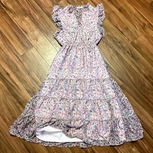 BB Dakota by Steve Madden Chiffon Women's Midi Dress in White Ditsy Floral Small